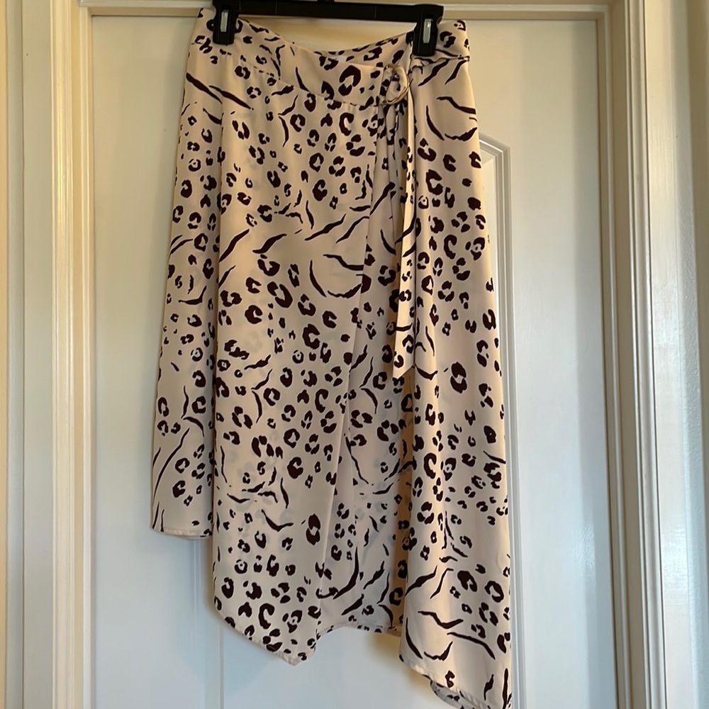 Nine West asymmetric hem Animal Print Wrap Skirt